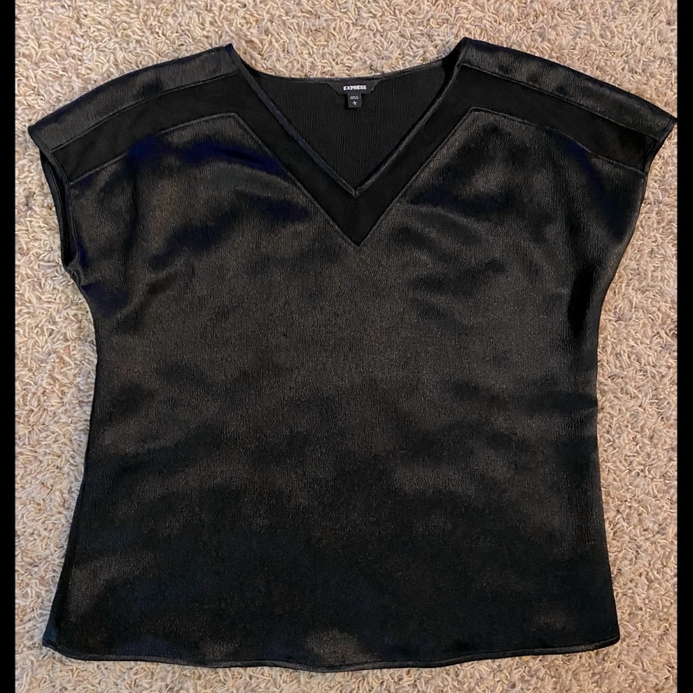 Express Mesh cutout vneck blouse